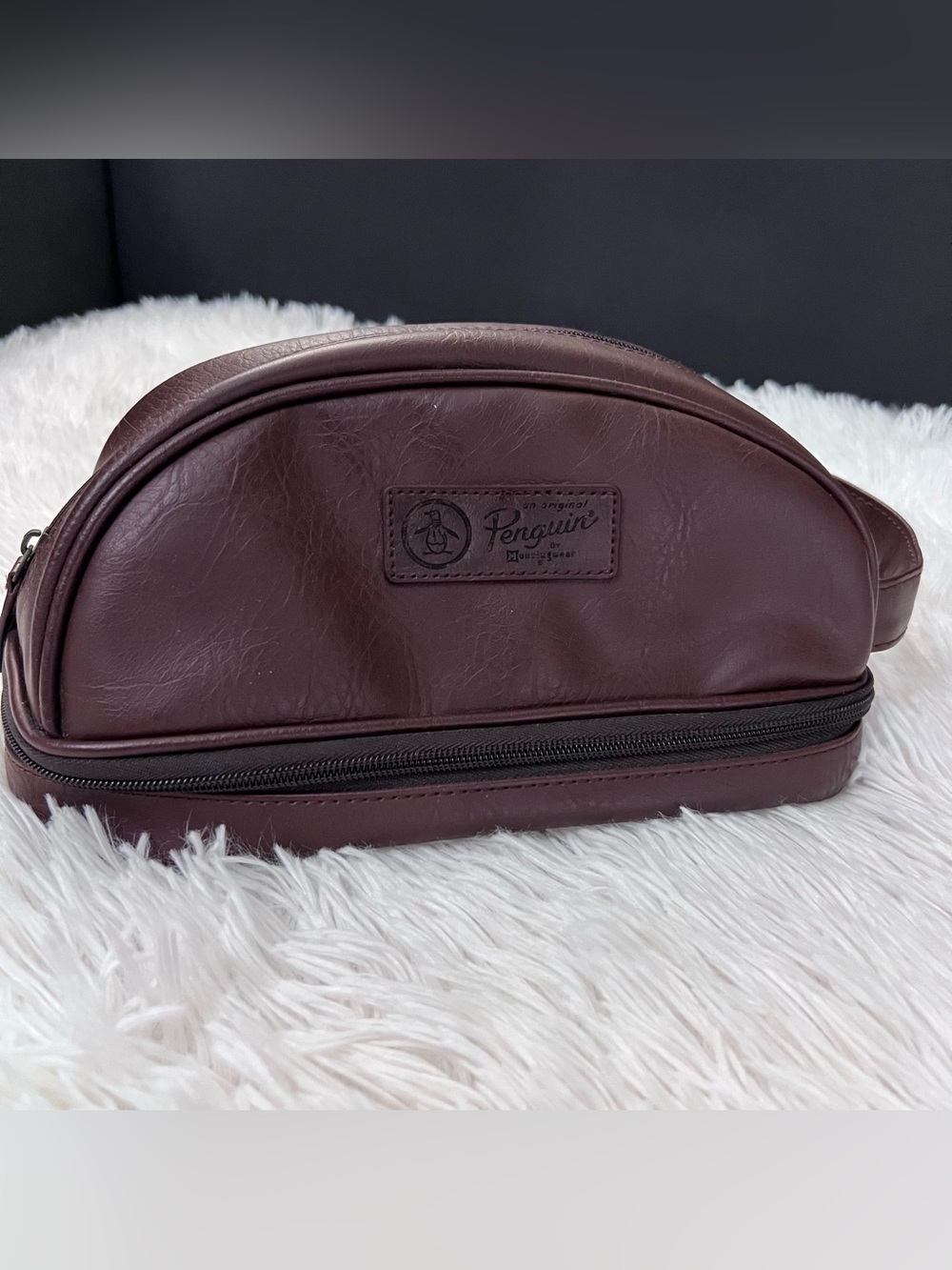 Original Penguin Men's Dark Brown Faux-Leather Toiletry Dopp Kit/A352